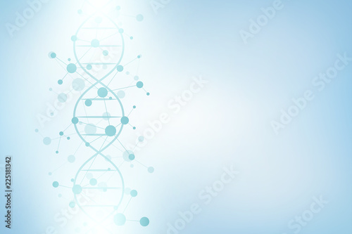 DNA helix and molecular structure. Science and technology concept with molecules background.