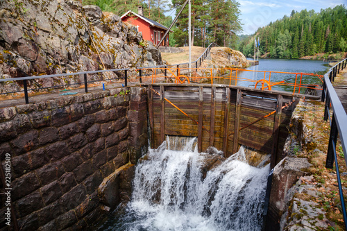 Fotografie Eidsfoss lock Telemark Canal Telemark Norway