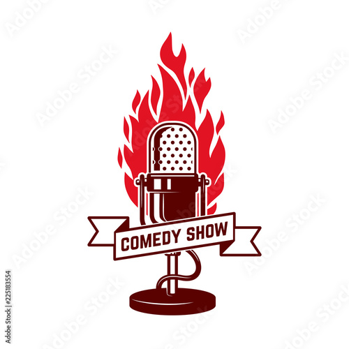 Comedy show emblem template. Design element for poster, flyer, emblem, sign.