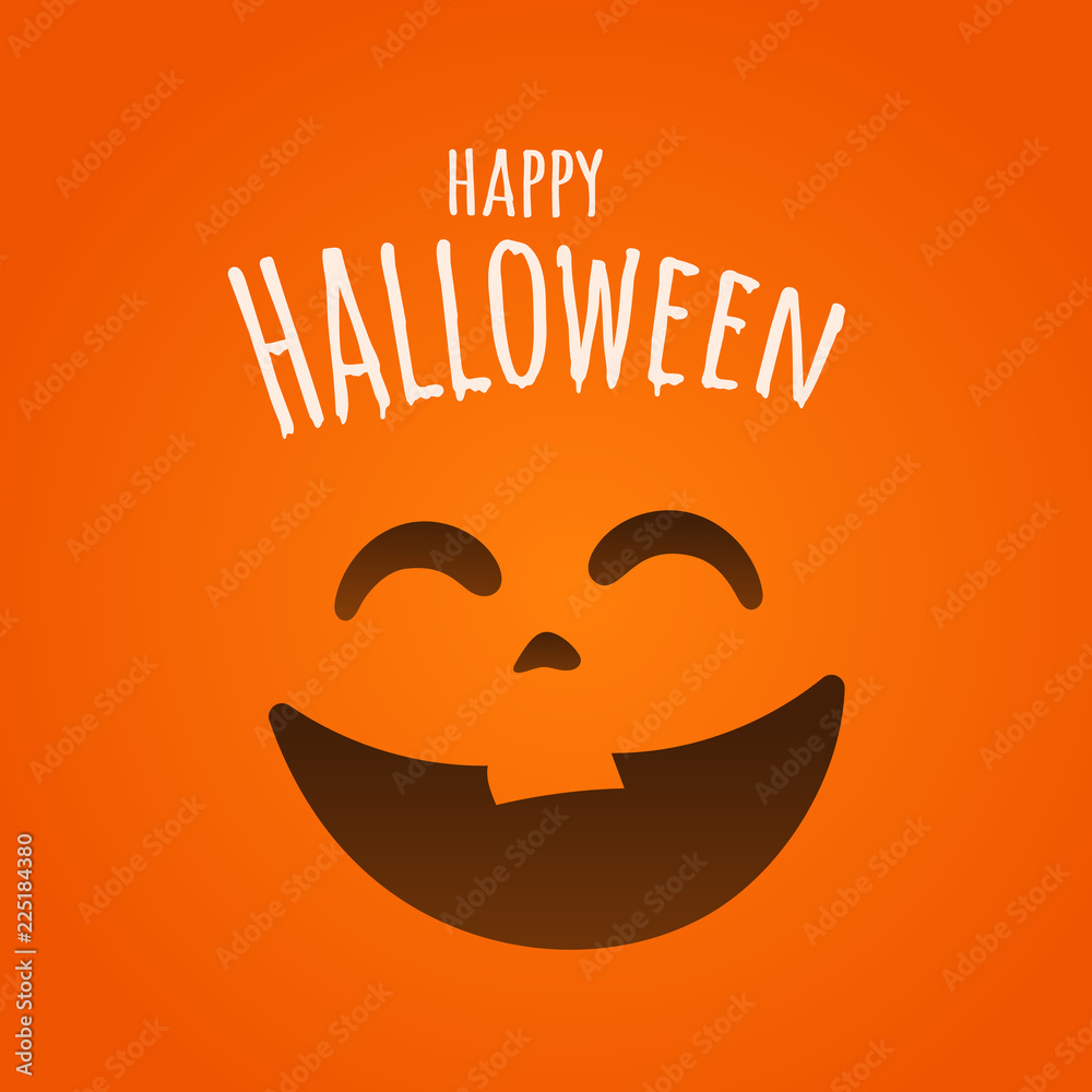 Happy Halloween greeting card. Lettring logo with pumpkin face Happy Halloween greeting card. Lettring logo with pumpkin face