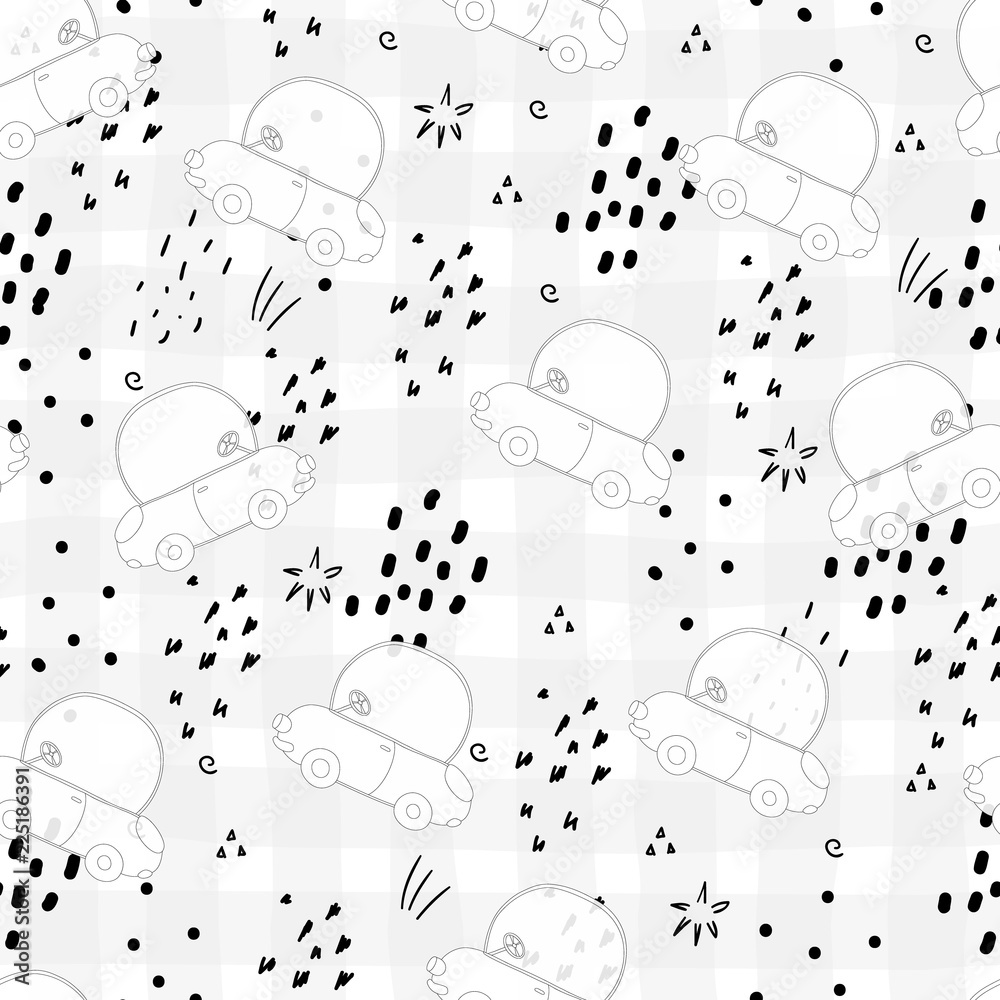 seamless pattern with retro cartoon car. vector print. seamless pattern with retro cartoon car. vector print.