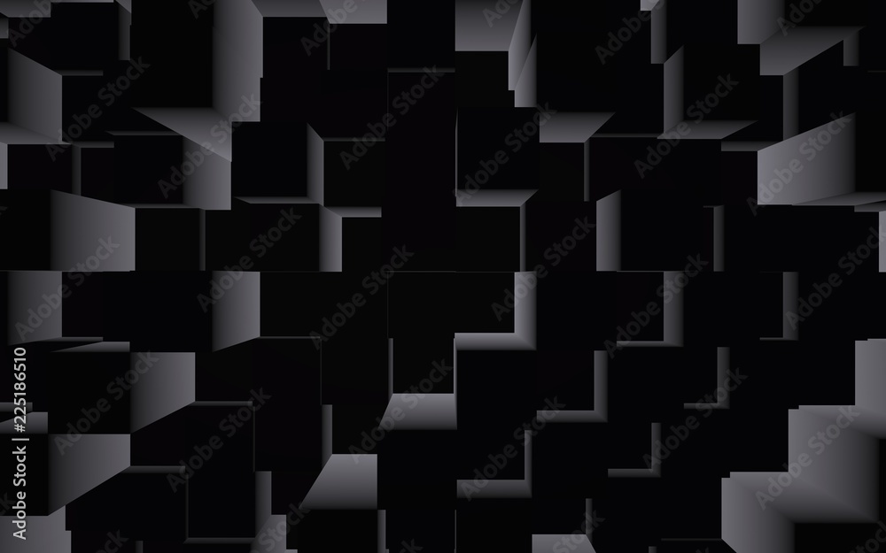 Abstract dark elegant cube geometric background. Chaotically advanced rectangular bars. 3D Rendering, 3D illustration Abstract dark elegant cube geometric background. Chaotically advanced rectangular bars. 3D Rendering, 3D illustration