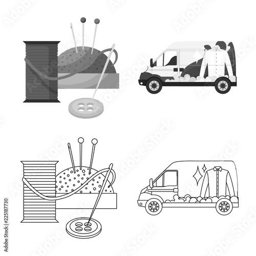 Vector design of laundry and clean symbol. Collection of laundry and clothes stock vector illustration.