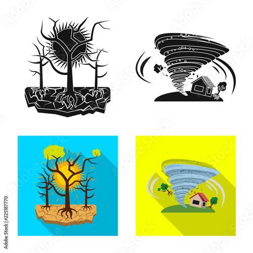 Isolated object of natural and disaster sign. Set of natural and risk stock vector illustration.