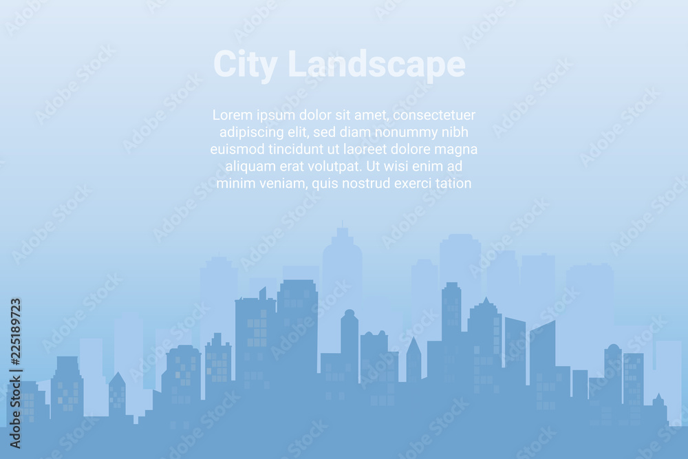 City landscape. Downtown landscape with Modern architecture Urban.  Horizontal banner with megapolis panorama.