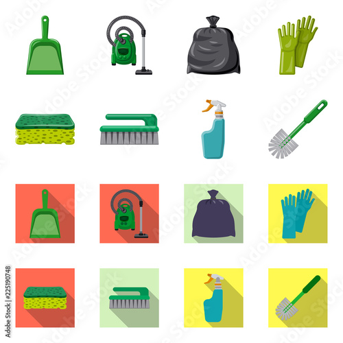 Vector design of cleaning and service symbol. Set of cleaning and household stock vector illustration.