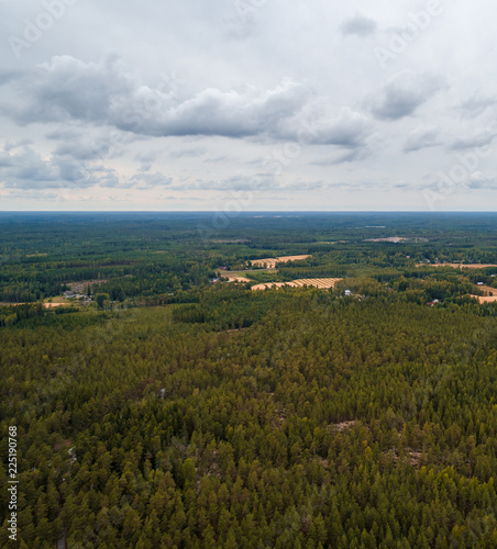 Aerial view from high altitude of the forest outside Tammisaari Finland