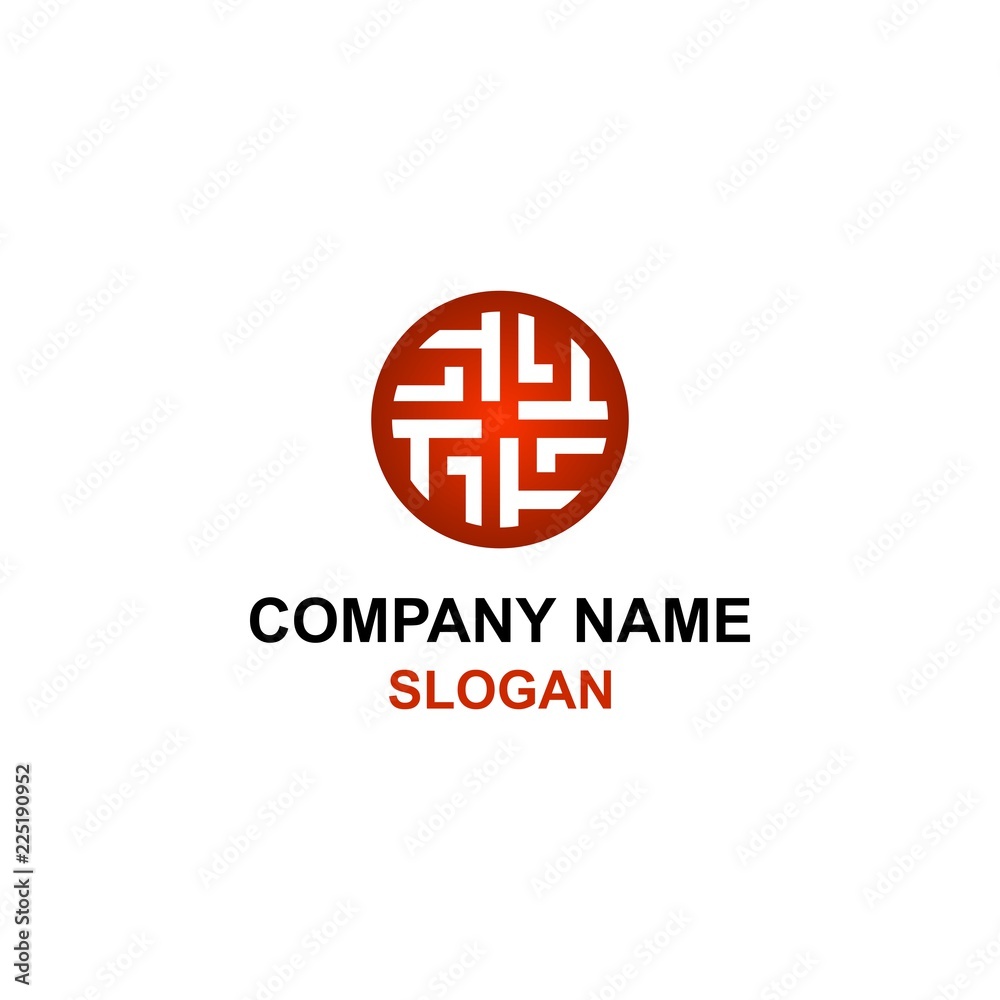 Abstract red circle ornament logo.