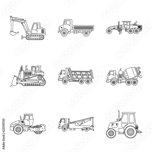 Vector illustration of build and construction sign. Collection of build and machinery stock symbol for web.