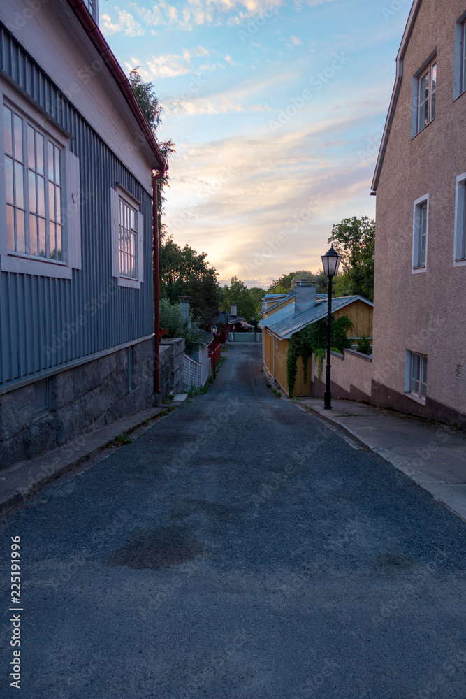 Narrow streets of Tammisaari Raasepori Finland in the old part of the town