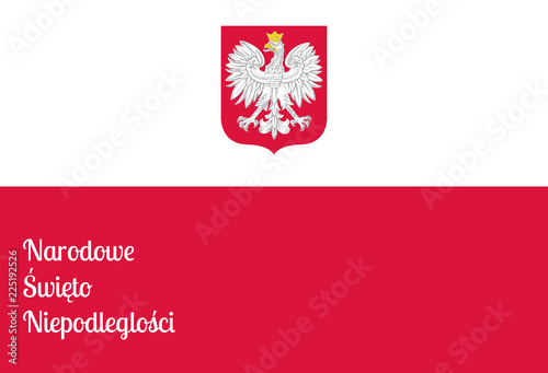Illustration for the centennial of independence of Poland. Text in Polish: National Independence Day. Vector illustration.