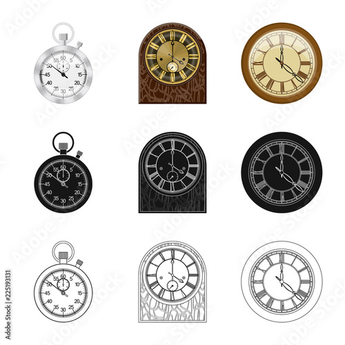 Isolated object of clock and time symbol. Collection of clock and circle stock symbol for web.