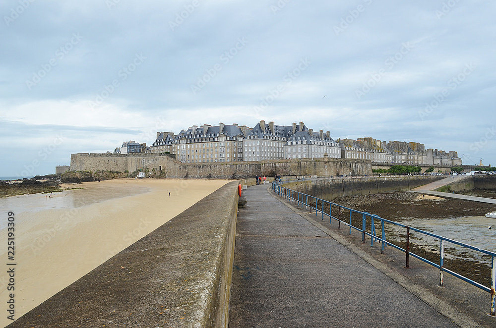 St Malo,buildings and beach,Brittany,Fance