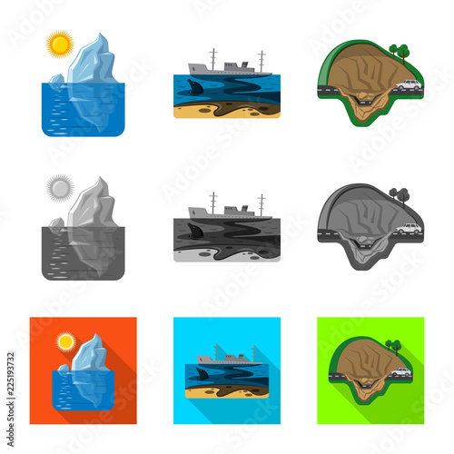 Vector illustration of natural and disaster logo. Set of natural and risk stock symbol for web.