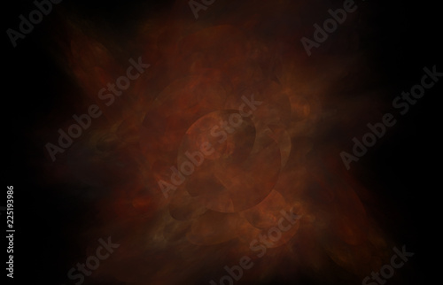 Red circle fractal on balck background. Fantasy fractal texture. Digital art. 3D rendering. Computer generated image.