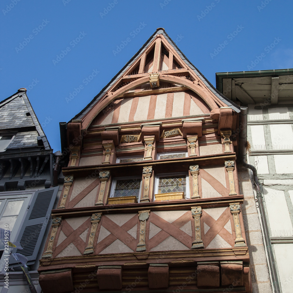 Façade d'une maison bretonne à colombages à Quimper
