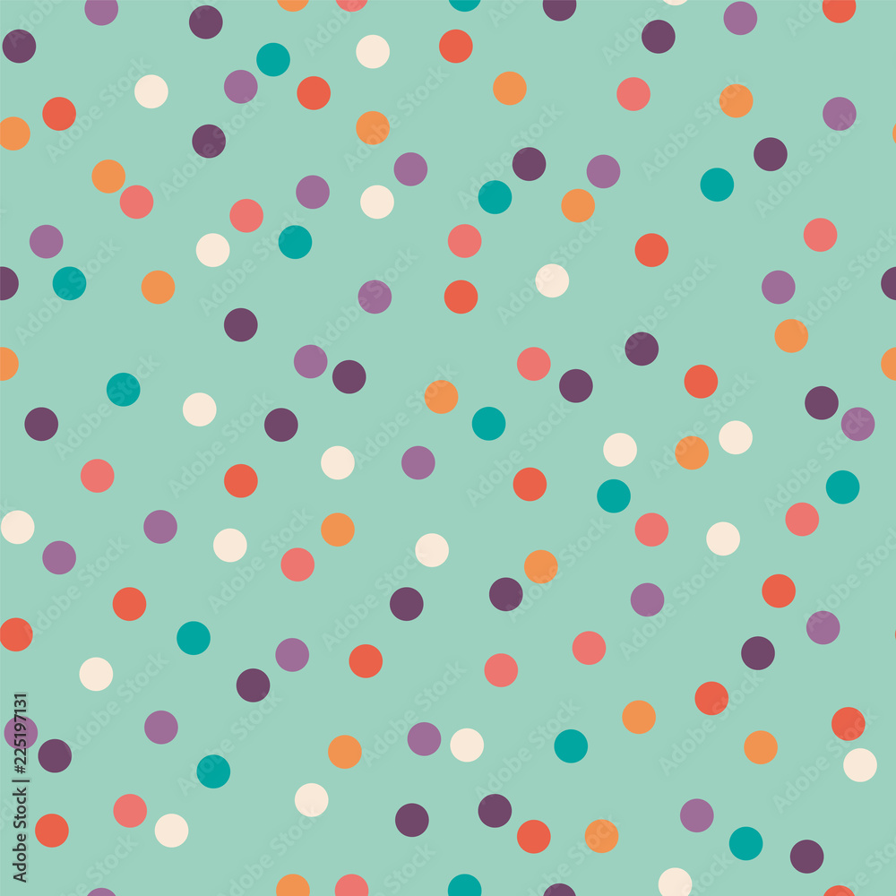 Appealing happy dot pattern, seamless repeat. Beautiful harmonic yet contrasty colors. Trendy minimal vector design. Suitable for fabrics, paper products, cards, scrapbooking, wallpapers and more. Appealing happy dot pattern, seamless repeat. Beautiful harmonic yet contrasty colors. Trendy minimal vector design. Suitable for fabrics, paper products, cards, scrapbooking, wallpapers and more.