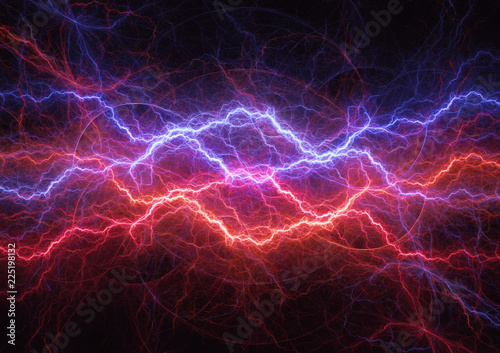 Hot fire and cool ice lightning abstract, plasma and power concept