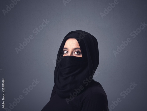 Young muslim woman wearing niqab 