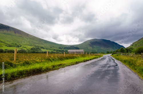 Road to Wasdale head on a rainy day in the Lake District, Cumbria photo