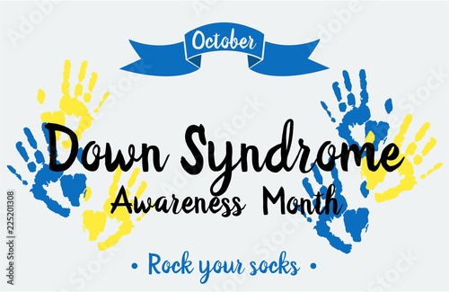 Down syndrome awareness month card or background. vector illustration.