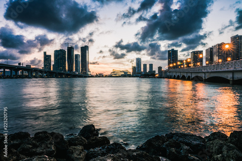 The Miami Skyline from The Venetian Causeway