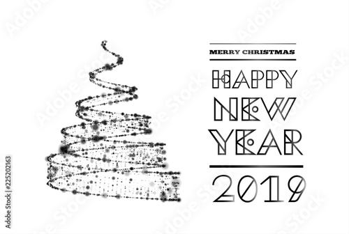 Geometric christmas tree from lights in spiral ribbon form