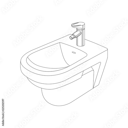  ceramic bidet vector illustration     lining draw   front 