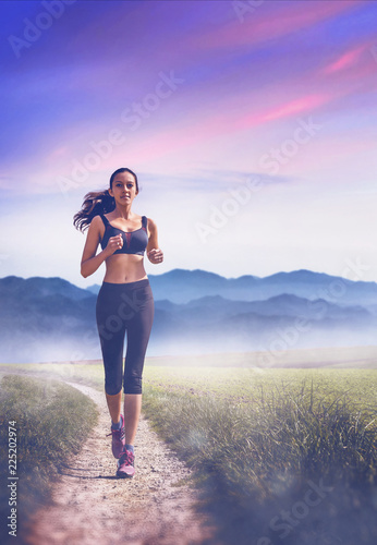 young woman running or jogging