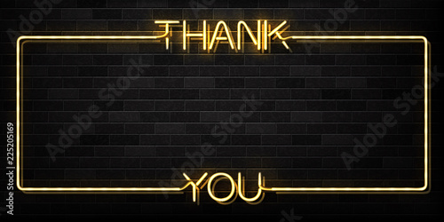 Vector realistic isolated neon sign of Thank You frame logo for decoration and covering on the wall background.