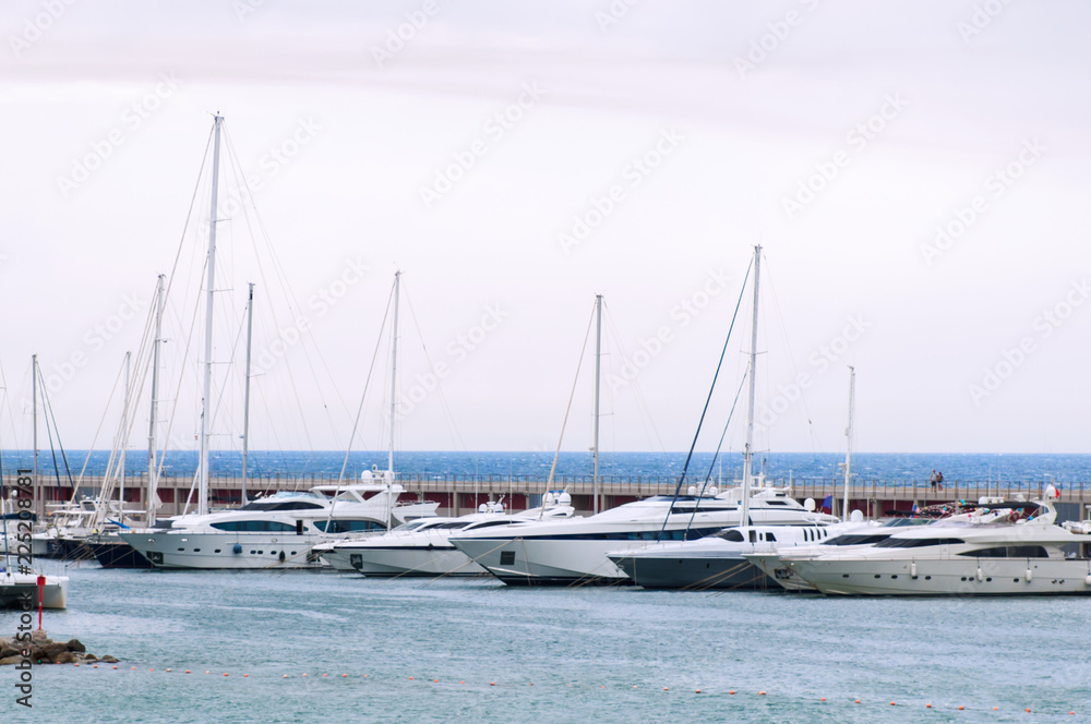 yachts on the berth in the sea