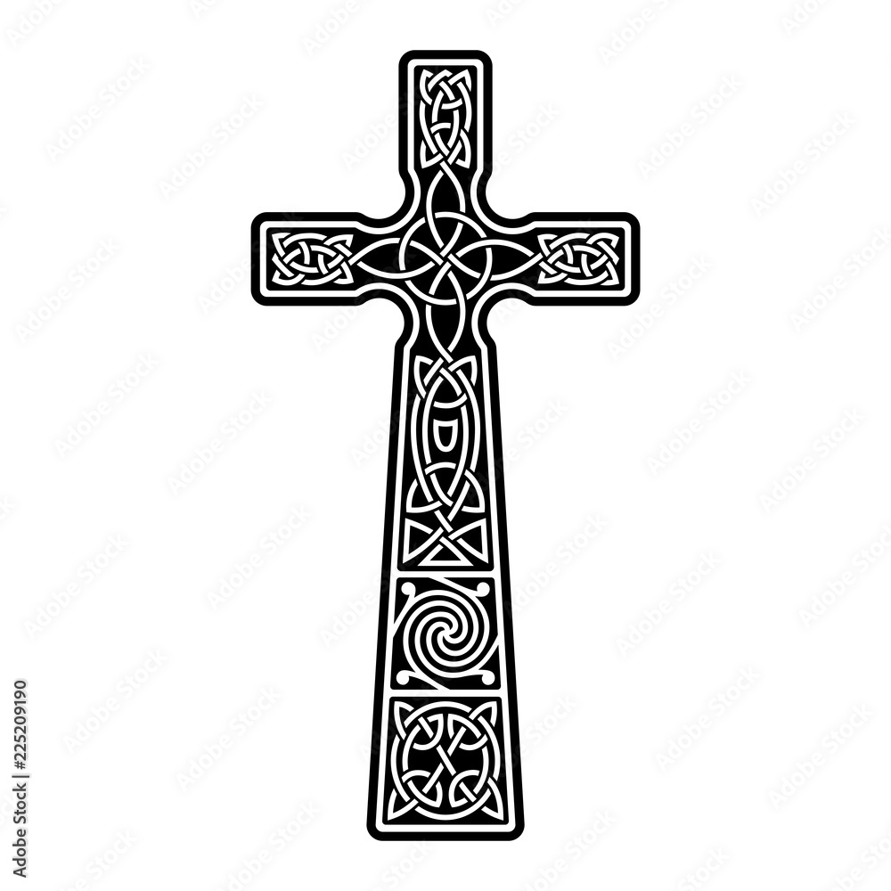 Celtic Cross with white patterns on a black background Celtic Cross with white patterns on a black background