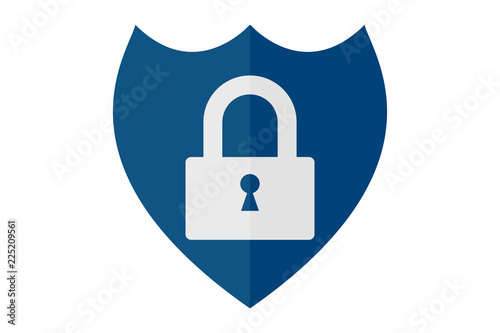 Escudo azul con candado de seguridad de la información.