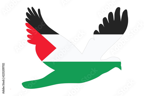 Paloma de la paz con  la bandera de palestina.