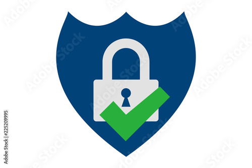 Escudo azul con candado de seguridad de la información.