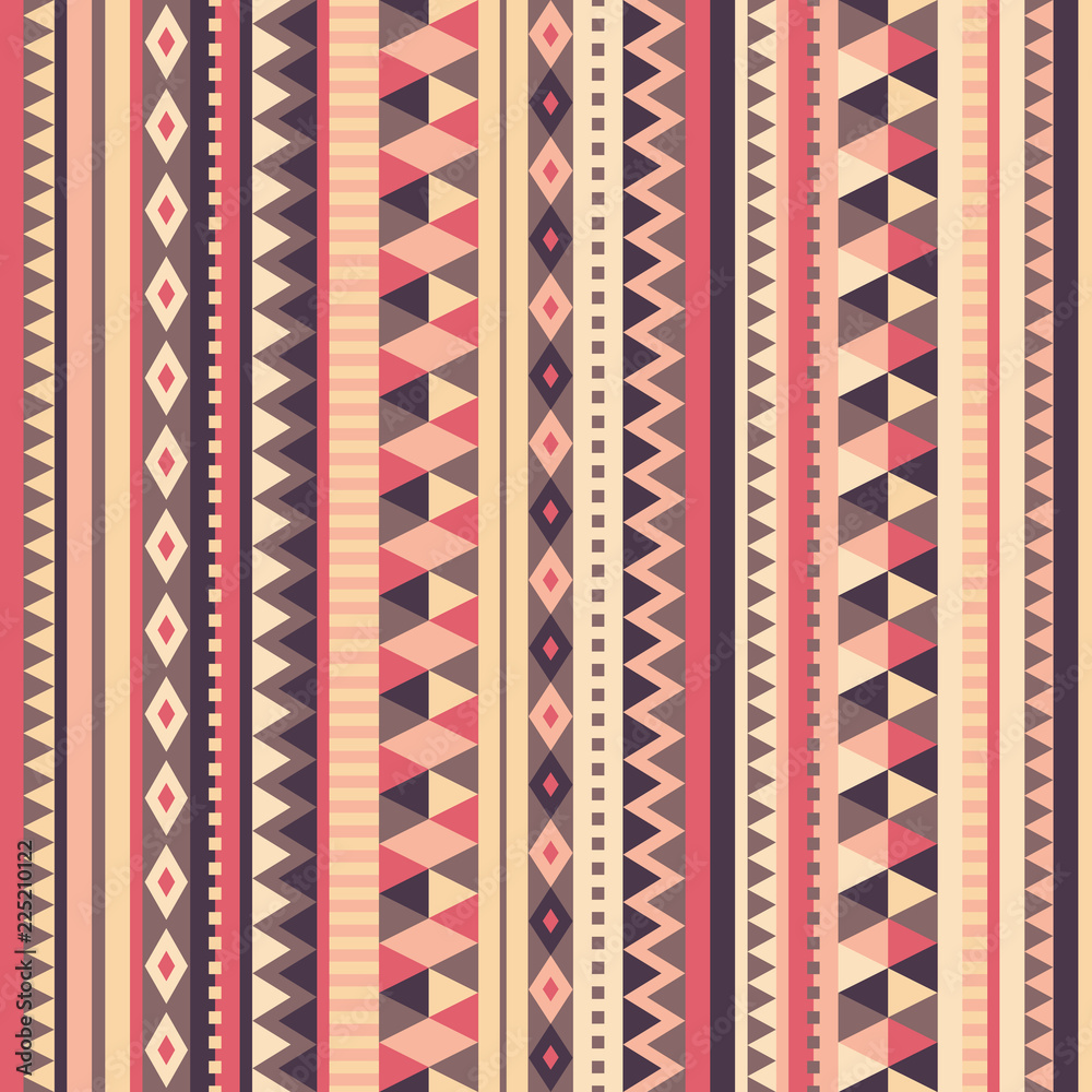 Native inspired cozy seamless repeat pattern in warm harmonic colors. Vertical varied ornamental rows with positive vibes. Native inspired cozy seamless repeat pattern in warm harmonic colors. Vertical varied ornamental rows with positive vibes.