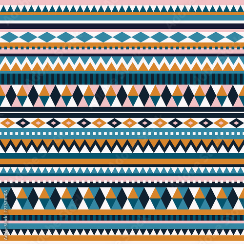 Clean easygoing tribal vector repeat pattern. Easygoing design with varied rows and shapes..