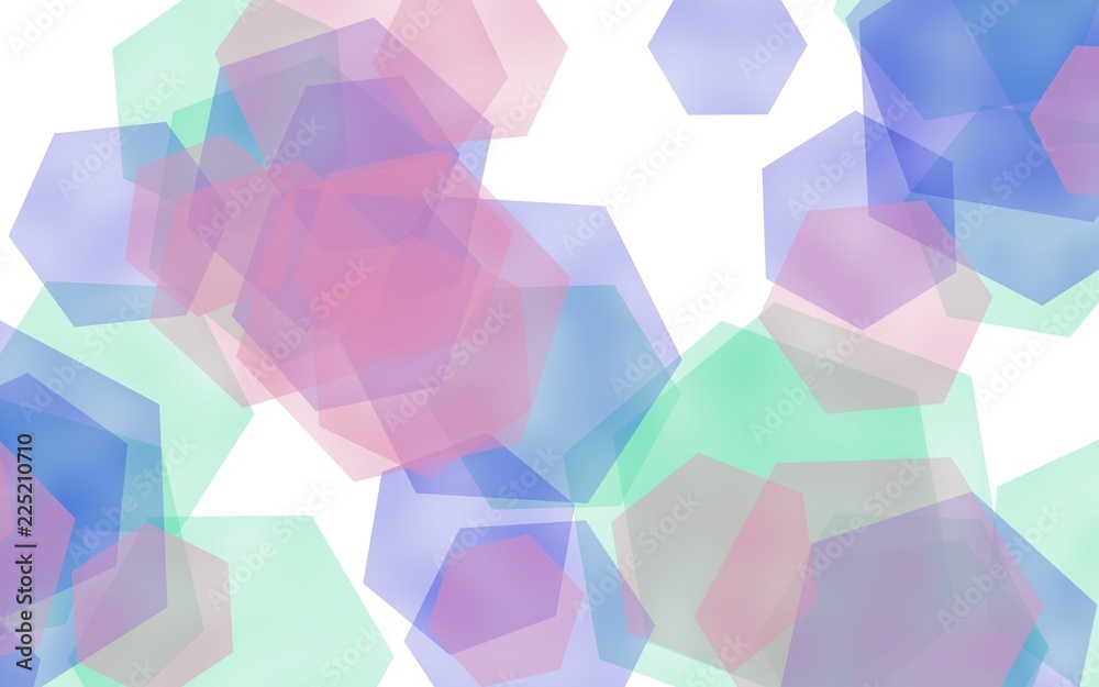 Multicolored translucent hexagons on white background. Red tones. 3D illustration Multicolored translucent hexagons on white background. Red tones. 3D illustration