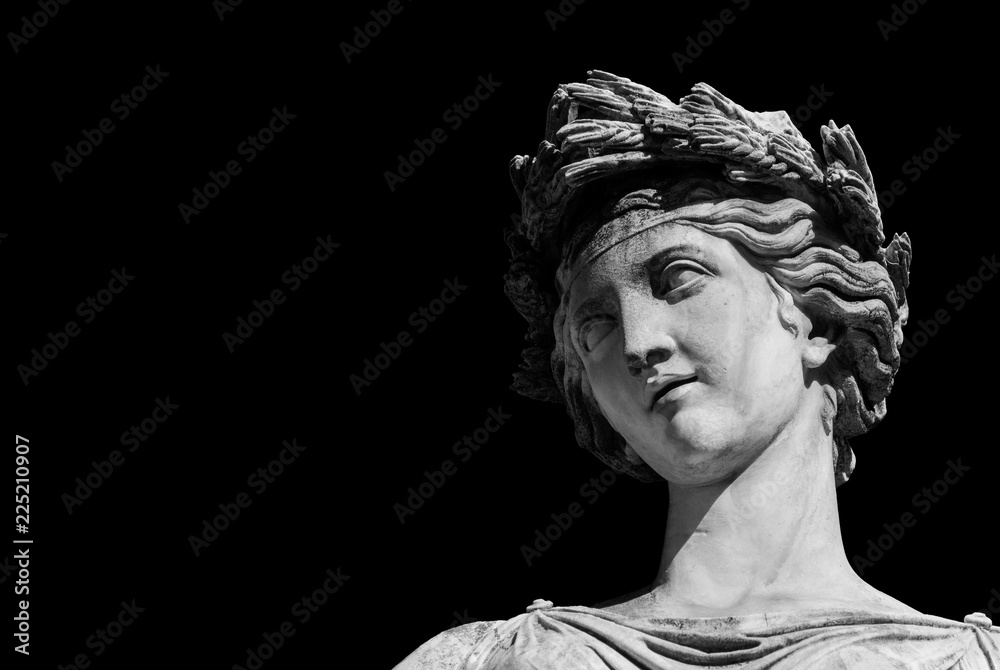 Fototapeta Ancient Roman or Greek neoclassical statue in Rome (Black adn White with copy space)