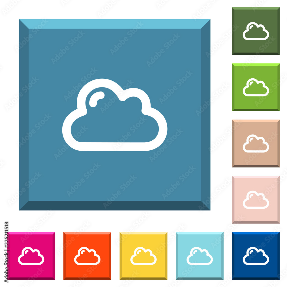 Single cloud white icons on edged square buttons Single cloud white icons on edged square buttons