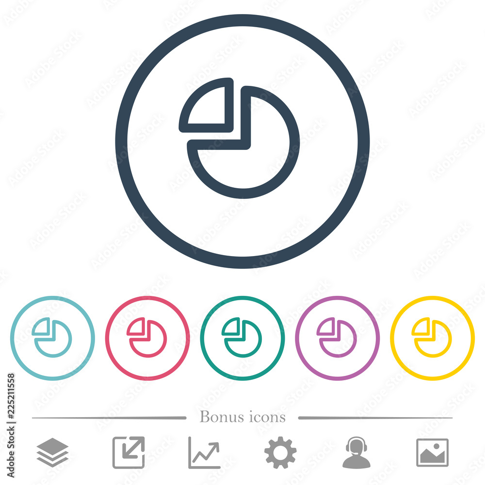 Pie chart flat color icons in round outlines Pie chart flat color icons in round outlines