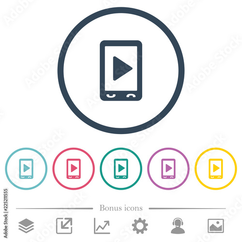 Free Download Mobile play media flat color icons in round outlines - GFXLoad