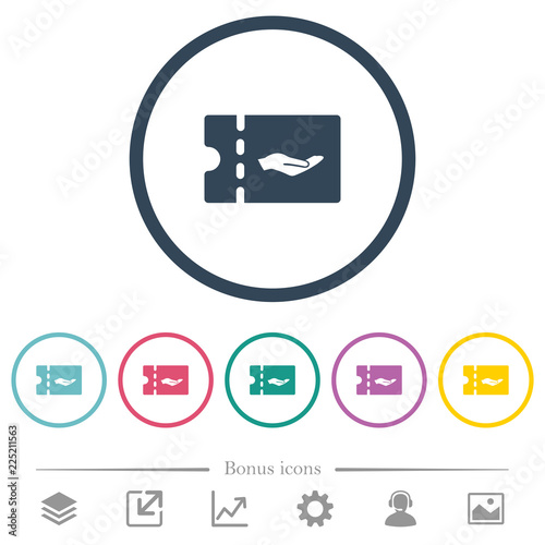 Service discount coupon flat color icons in round outlines