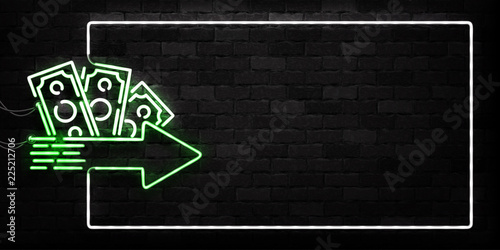 Vector realistic isolated neon sign of Cash Loans frame logo for decoration and covering on the wall background. Concept of fast money and financial crisis.