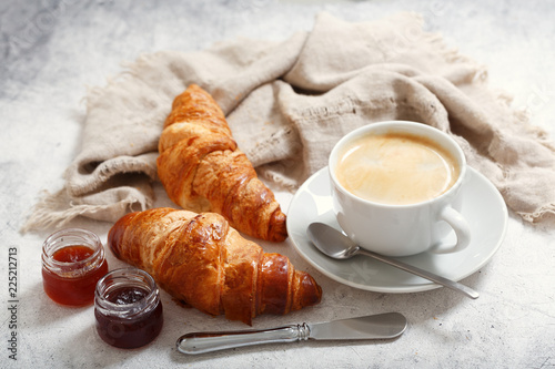 cup of coffee and croissants