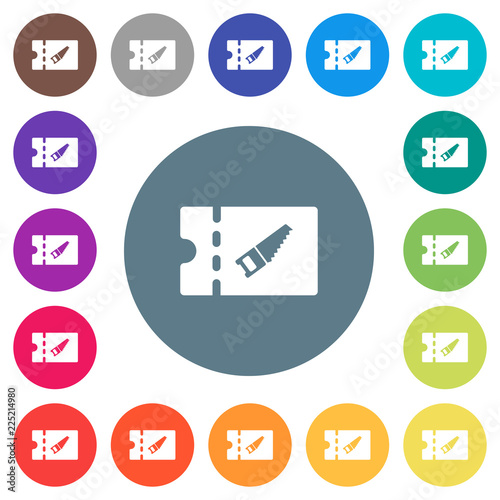 DIY shop discount coupon flat white icons on round color backgrounds