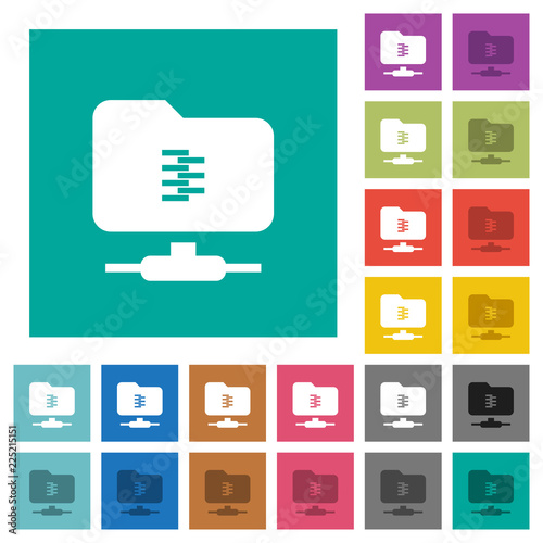 FTP compression square flat multi colored icons