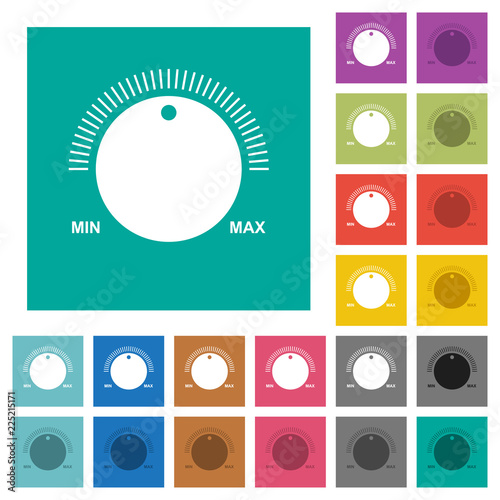 Volume control with captions square flat multi colored icons