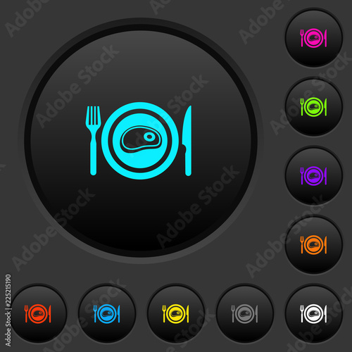 Steak for lunch dark push buttons with color icons
