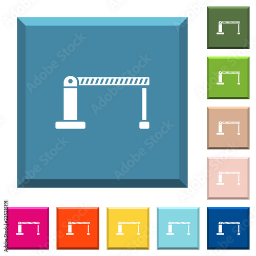 Closed barrier white icons on edged square buttons